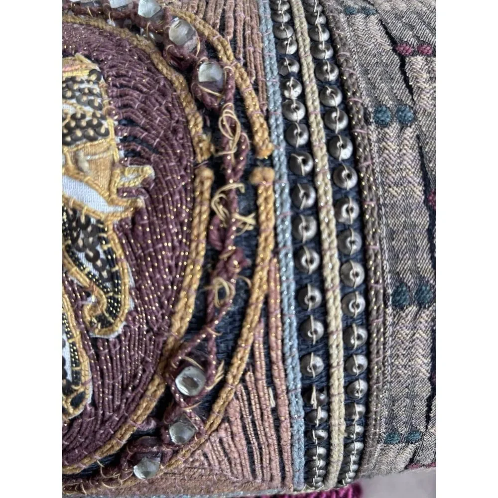 Gorgeous, Custom-Made‎ Bolster Pillow, Big Elephant, Jewels Sequins Fancy Beads